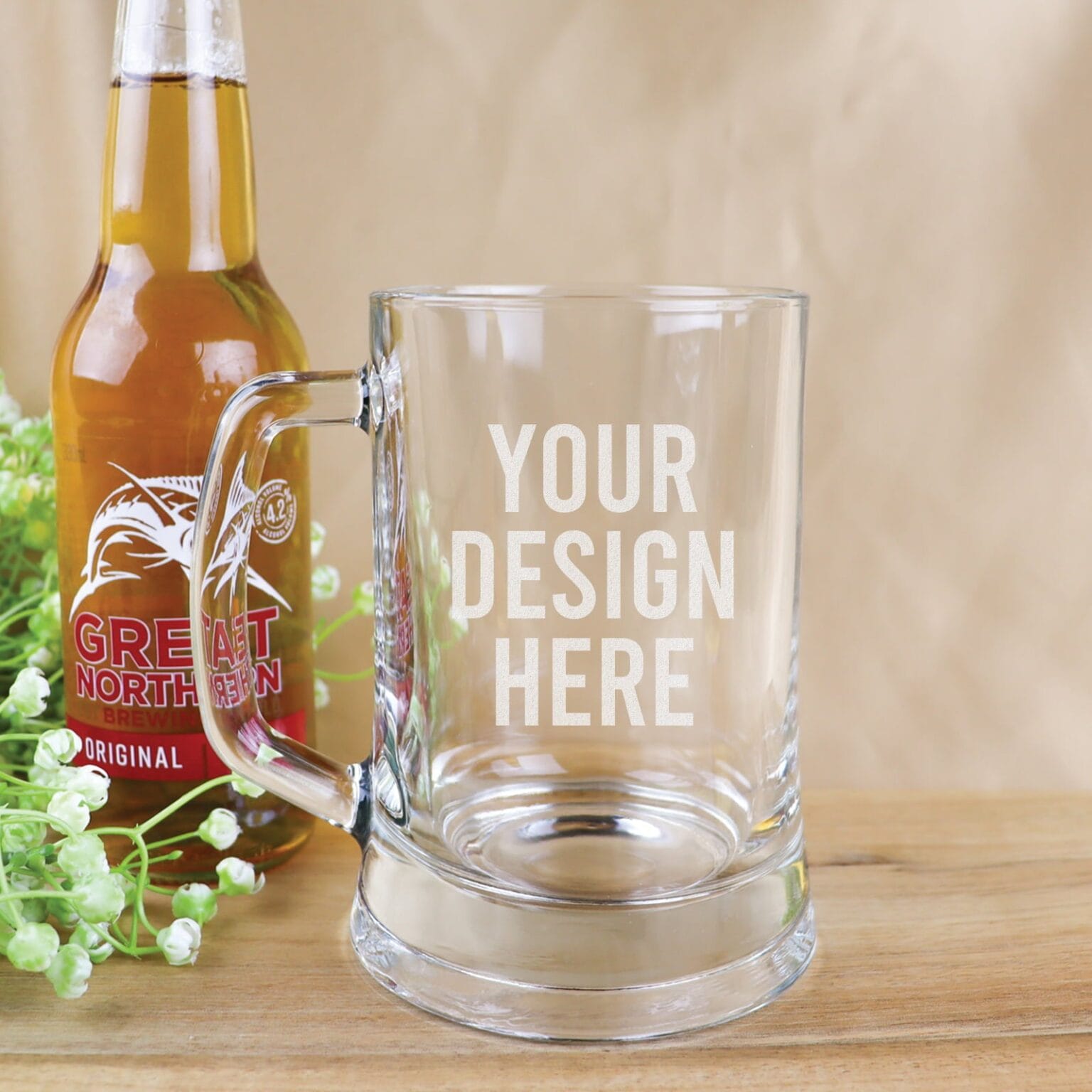 Engraved beer mug with custom text