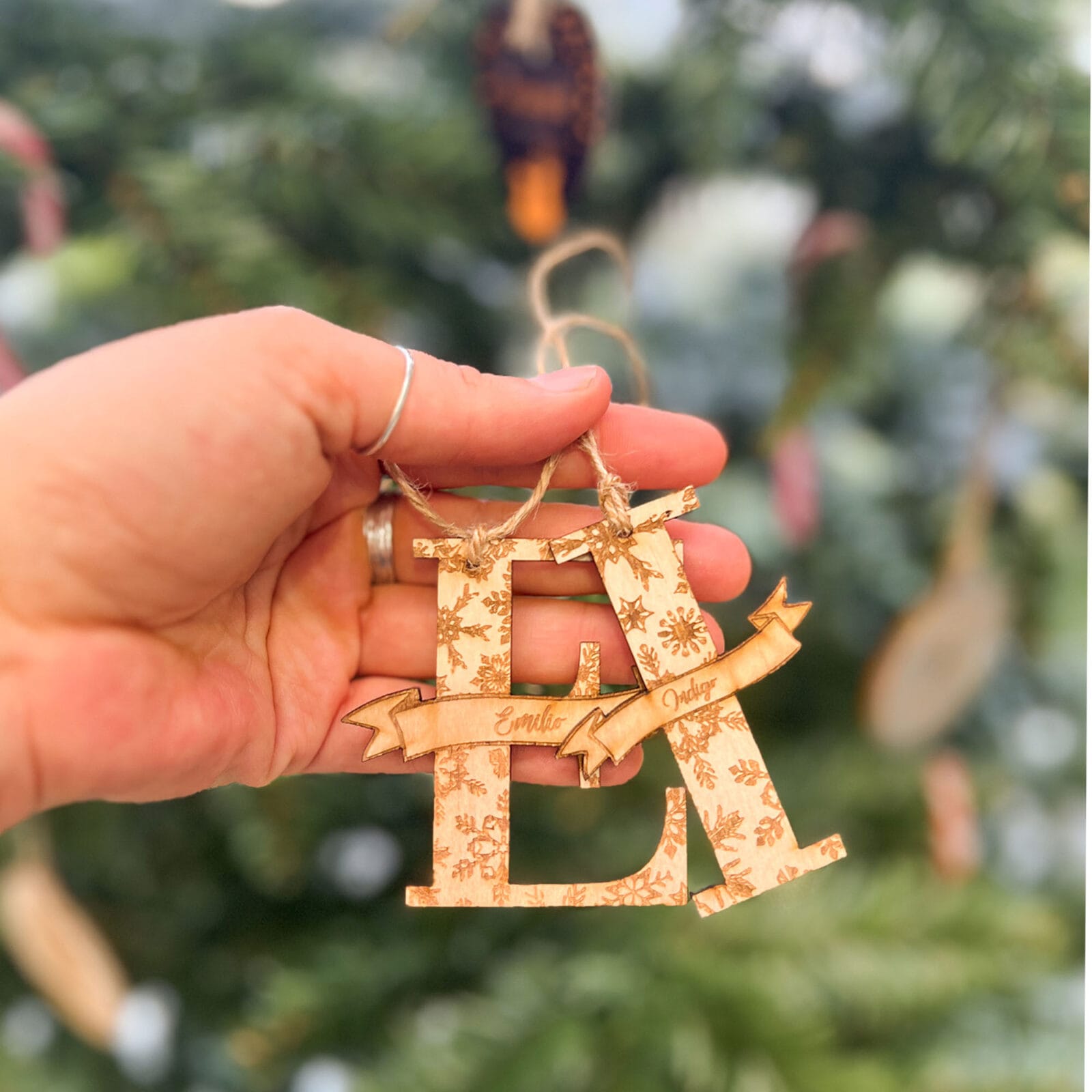 Snowflake letter christmas ornament