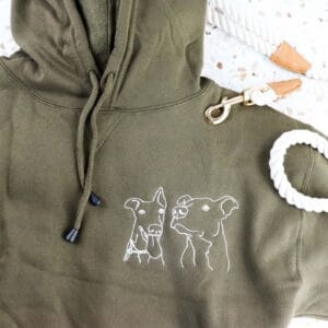 Personalised embroidered pet hoodie khaki