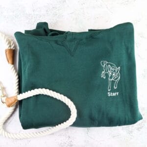 Personalised embroidered pet hoodie bottle green