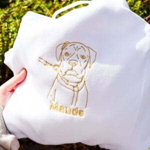 Personalised embroidered pet hoodie white