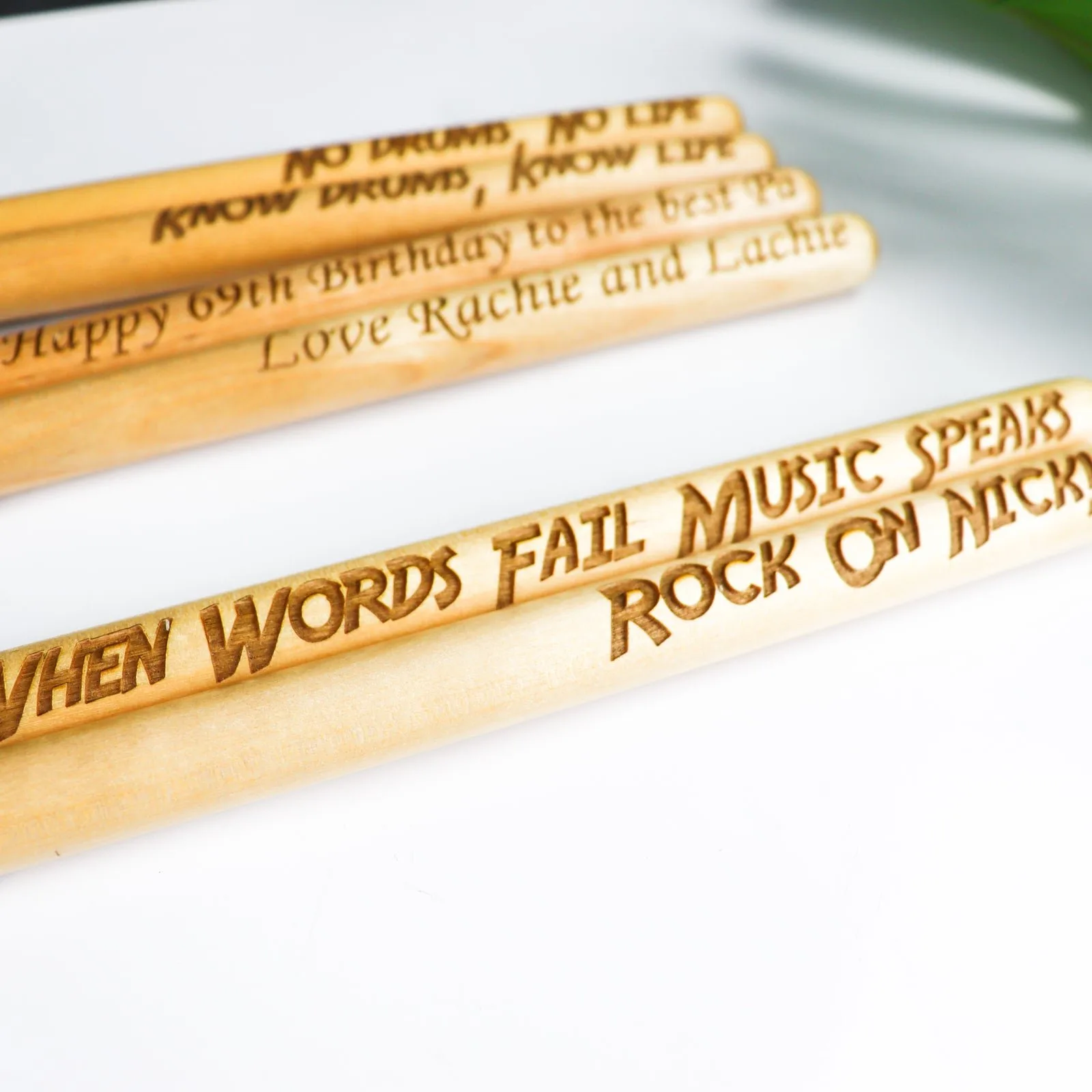Personalised Engraved Wood Drumsticks Pair