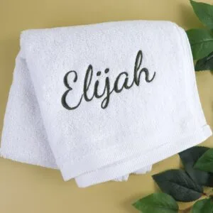White Cotton Hand Towel with Embroidery