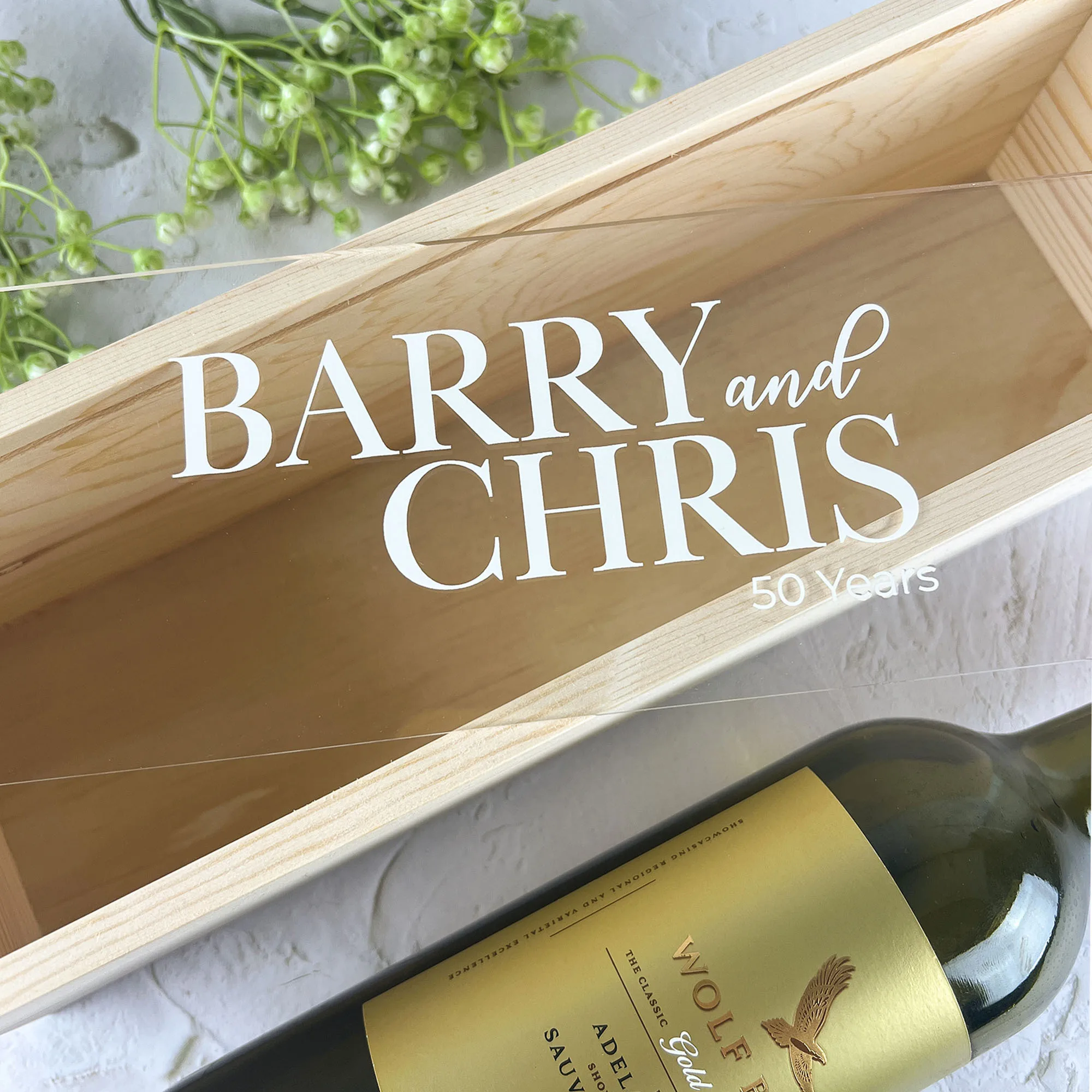 Personalised Bride And Groom Wooden Wine Box