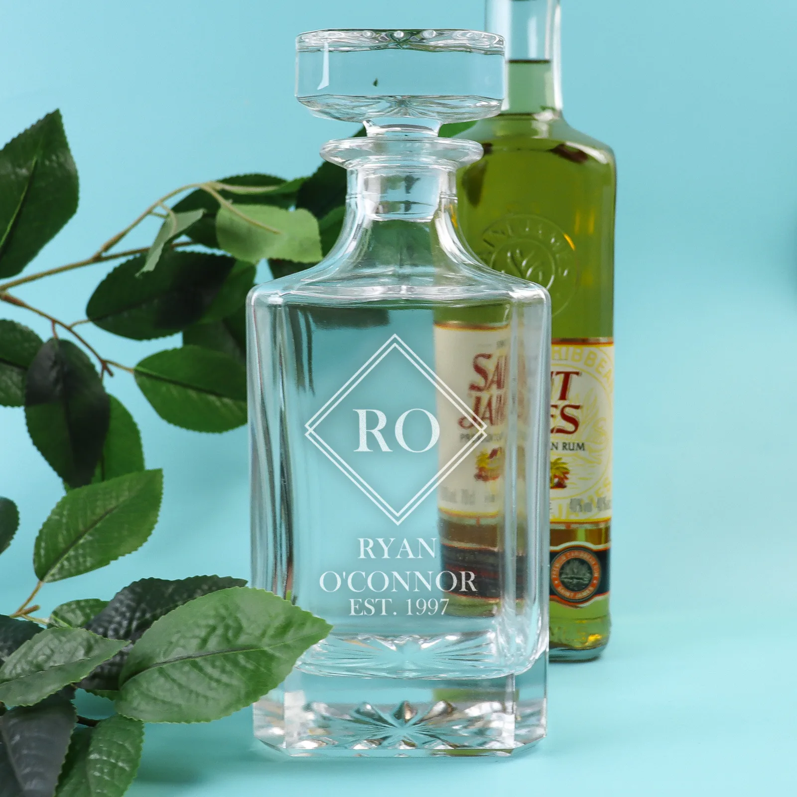 Bar Whiskey Vintage Boxed Decanter Set With Two Glasses