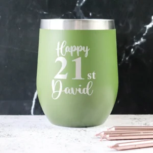 Birthday engraved stainless steel tumbler