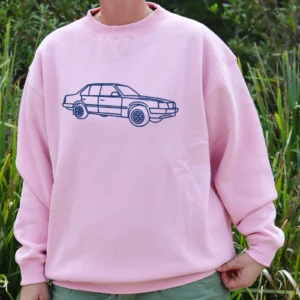 Car outline embroidered jumper / crewneck blush pink