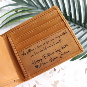 Engraved Coffee Genuine Leather Wallet