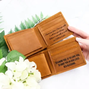 Engraved Coffee Genuine Leather Wallet