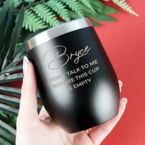 Personalised coffee order tumbler engraved with your name