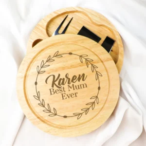 Best mum ever rotating cheese set with engraved name