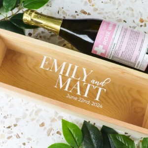 Personalised bride and groom wooden wine box