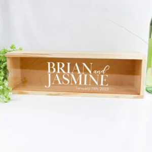 Personalised bride and groom wooden wine box