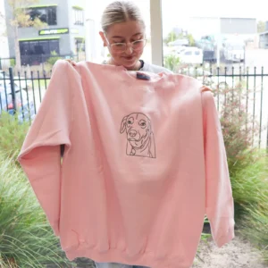 Personalised embroidered pet jumper / crewneck blush pink