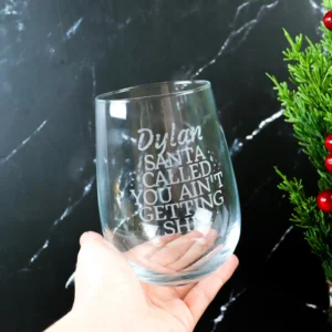 Santa called stemless wine glass