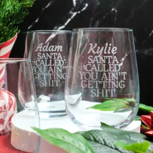 Santa Called Stemless Wine Glass