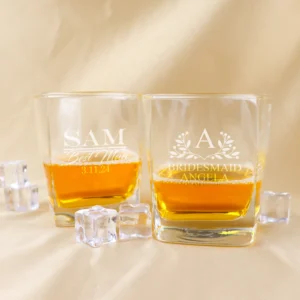 Wedding scotch glass engraved for the bridal party