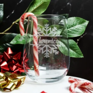 Snowflake stemless wine glass