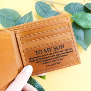 To my Son Coffee Genuine Leather Wallet