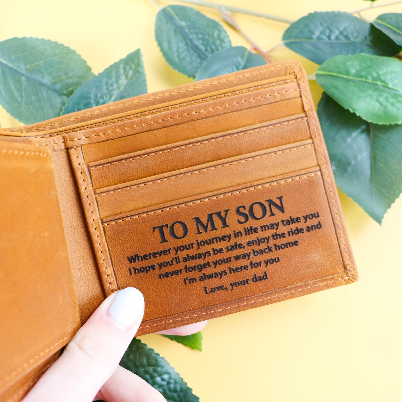 To my son coffee genuine leather wallet