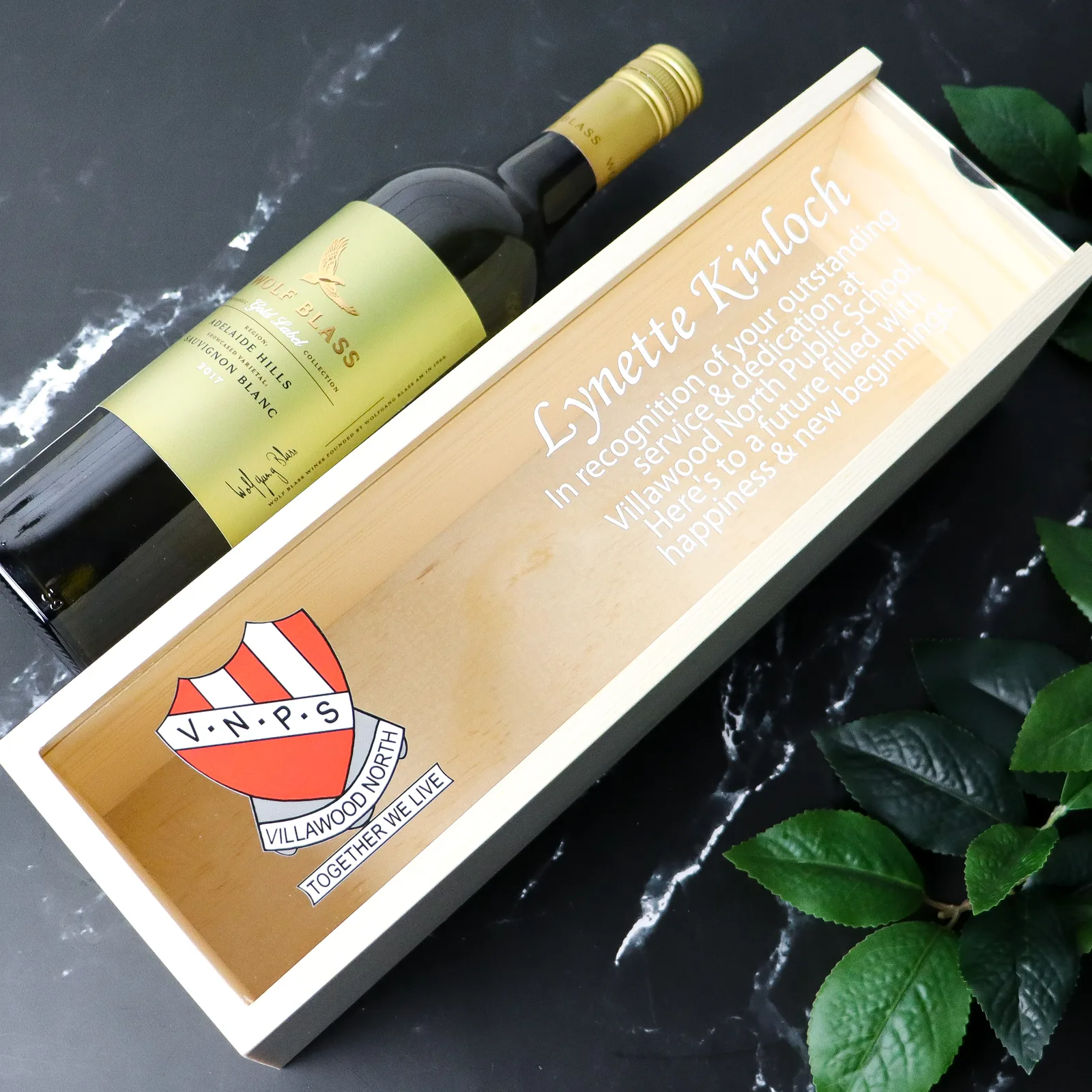 Wooden Wine Box with Company Logo for Staff or Clients