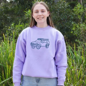 Car outline embroidered jumper / crewneck lavender