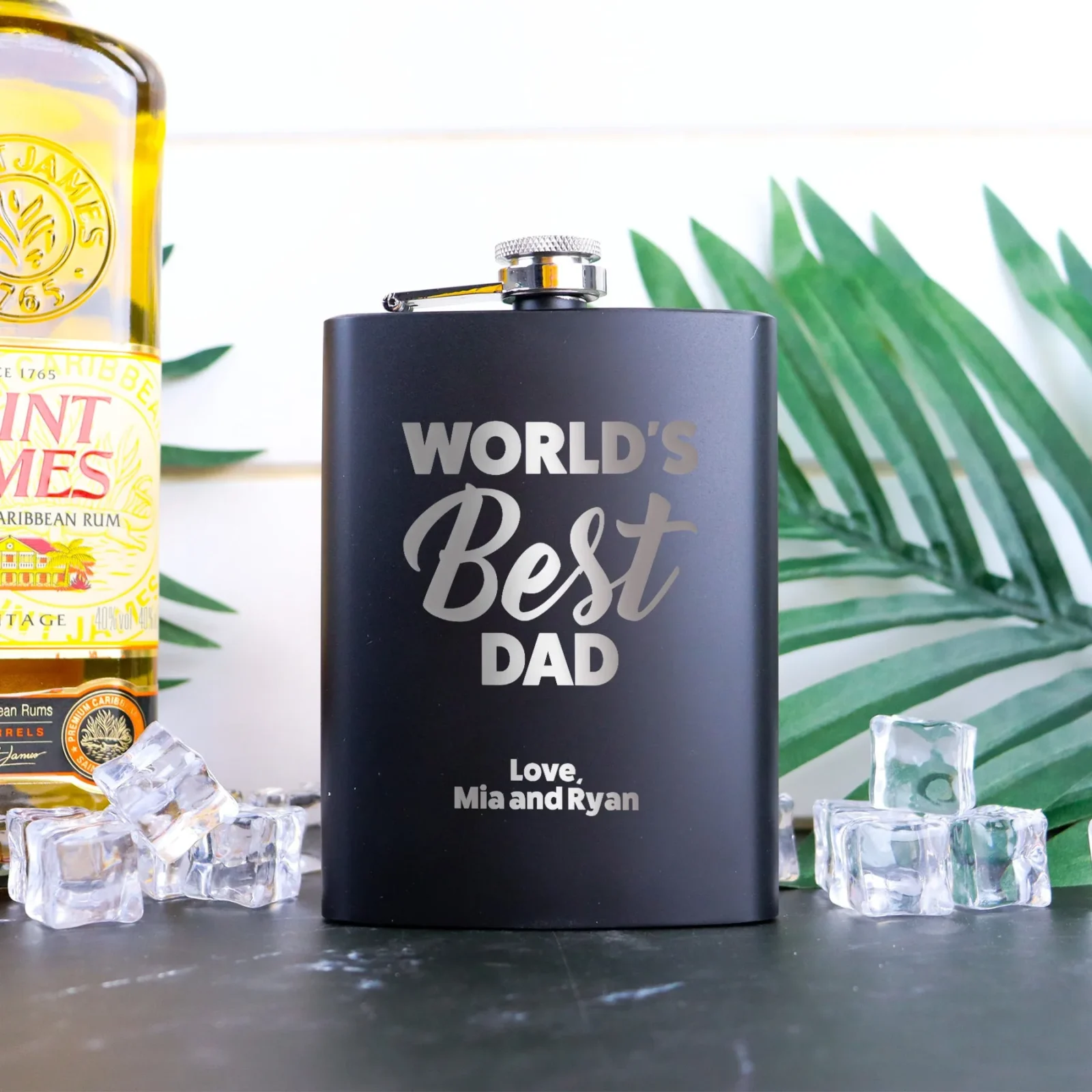 Father's day 8oz black flask