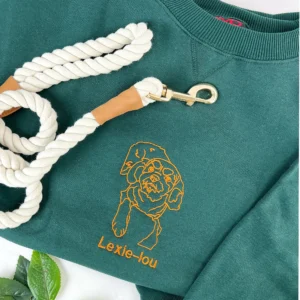 Personalised embroidered pet jumper / crewneck bottle green