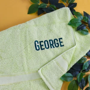 Apple green embroidered bath towel