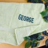 Apple Green Embroidered Bath Towel