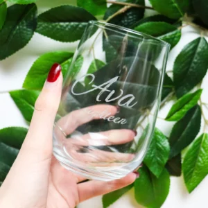 Birthday Personalised Stemless Wine Glass