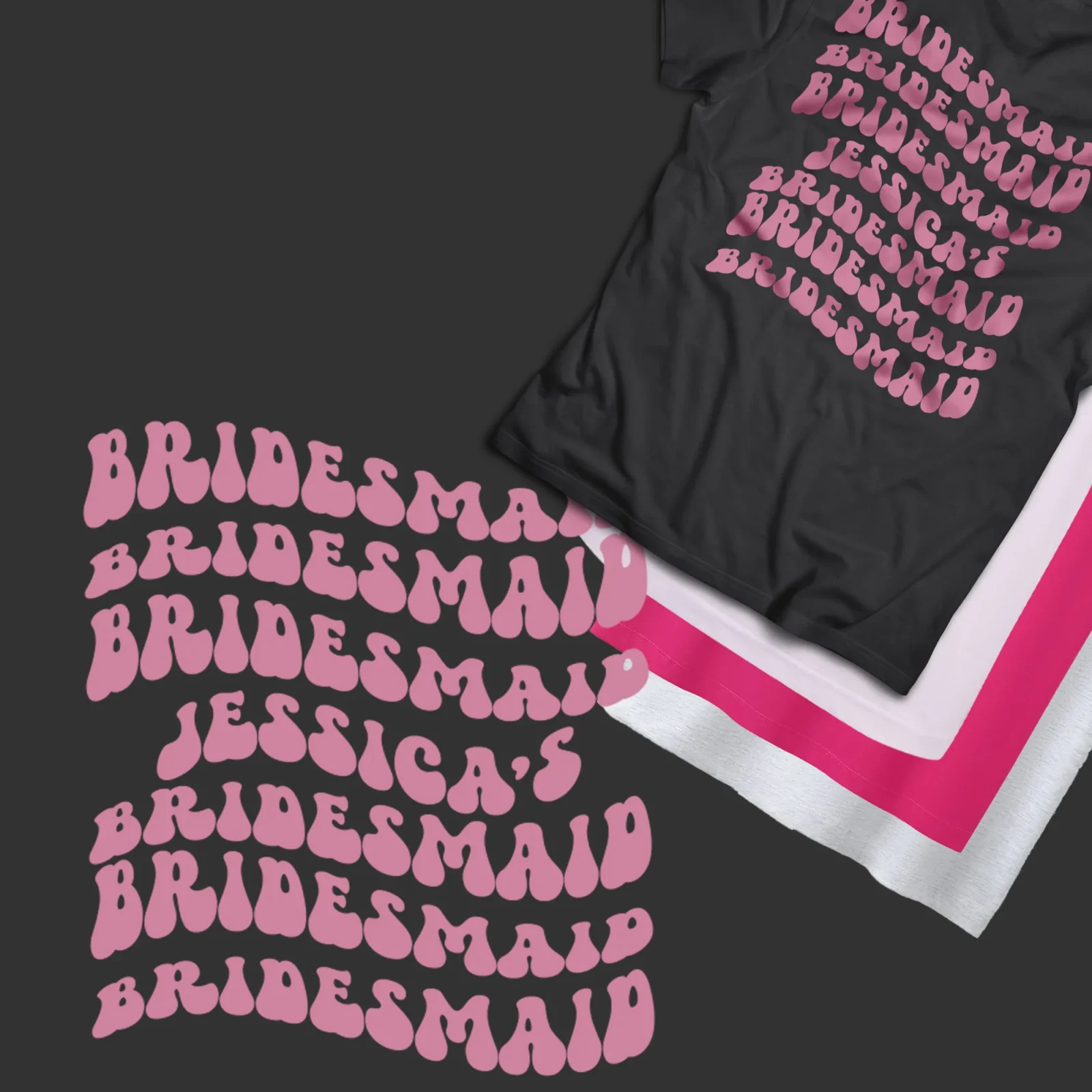 Bridesmaid groovy shirt with personalised text