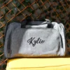 Embroidered Grey Duffle Bag with Personalised Design