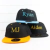 Embroidered snapback cap with choice of font