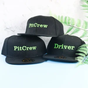 Embroidered snapback cap with choice of font