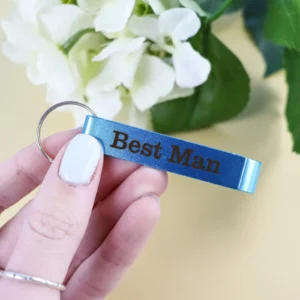 Engraved metal bottle opener keychain