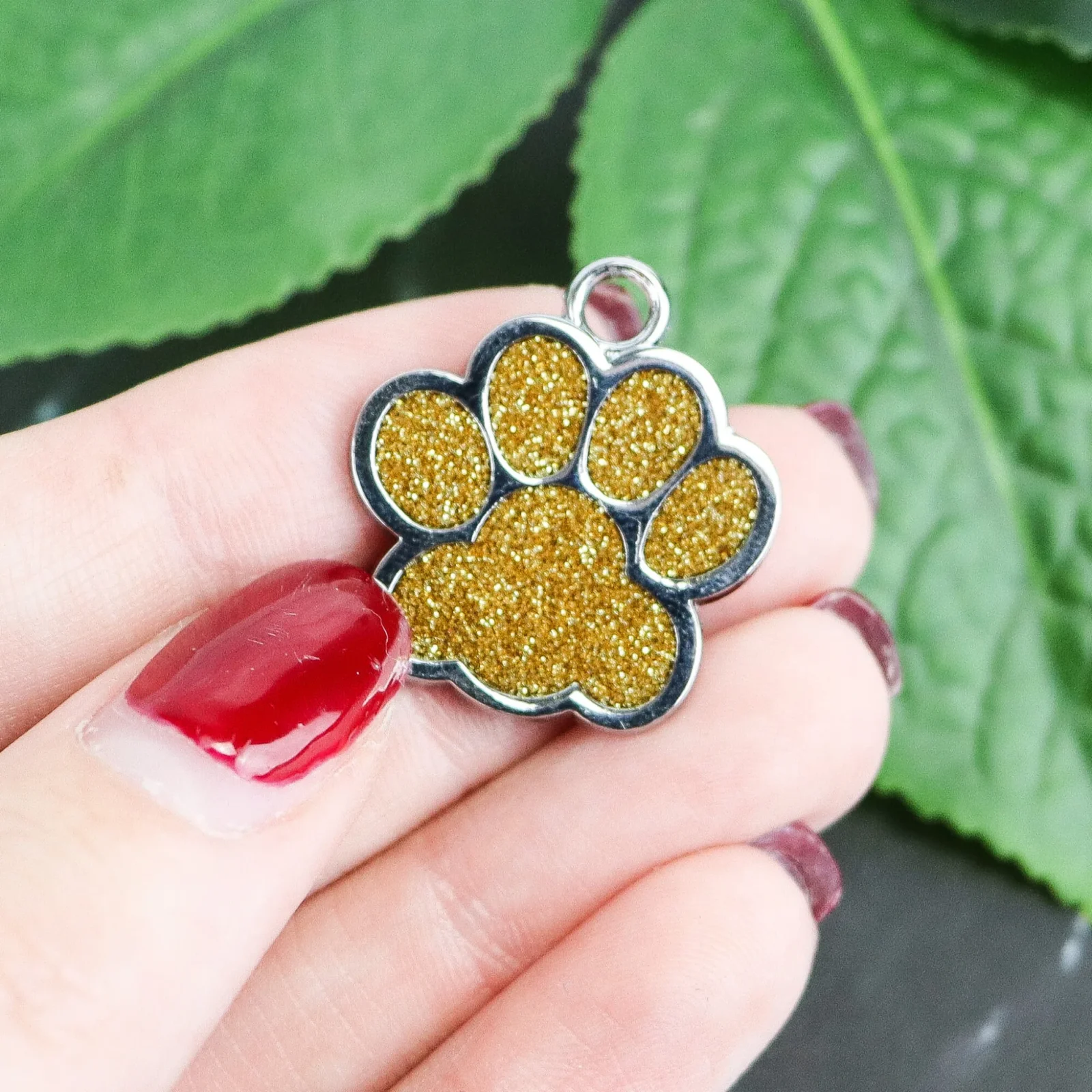 Glitter paw personalised pet tag