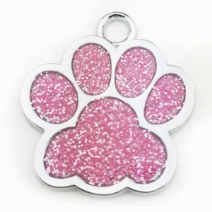 Glitter paw personalised pet tag