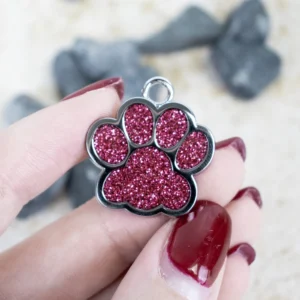 Glitter paw personalised pet tag