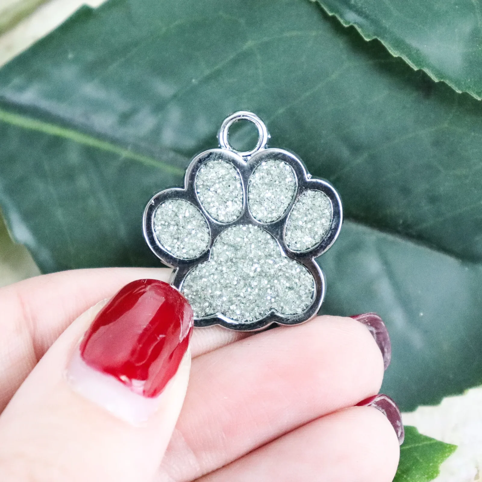 Glitter paw personalised pet tag