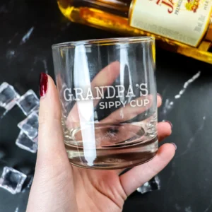 Grandparents round scotch glass