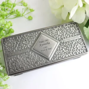 Jewellery box pewter or silver rectangle choose from 3 sizes