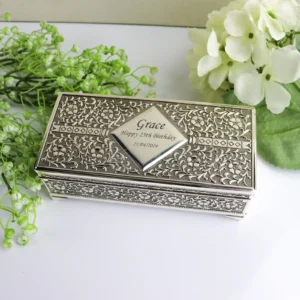 Jewellery box pewter or silver rectangle choose from 3 sizes