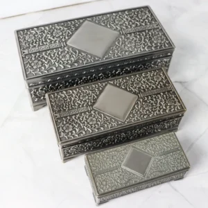 Jewellery box pewter or silver rectangle choose from 3 sizes