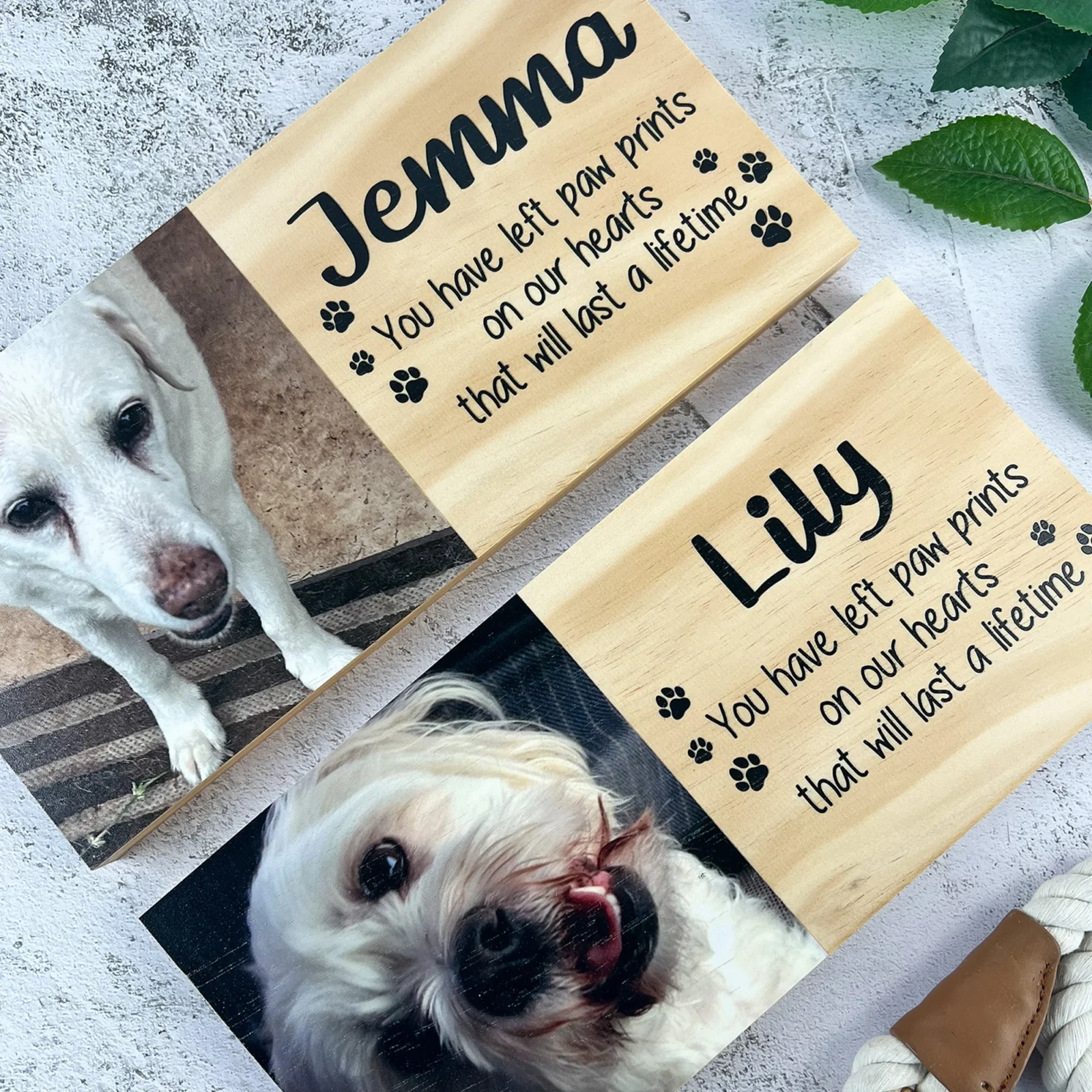 Memorial Pet Photo Block with Phrase