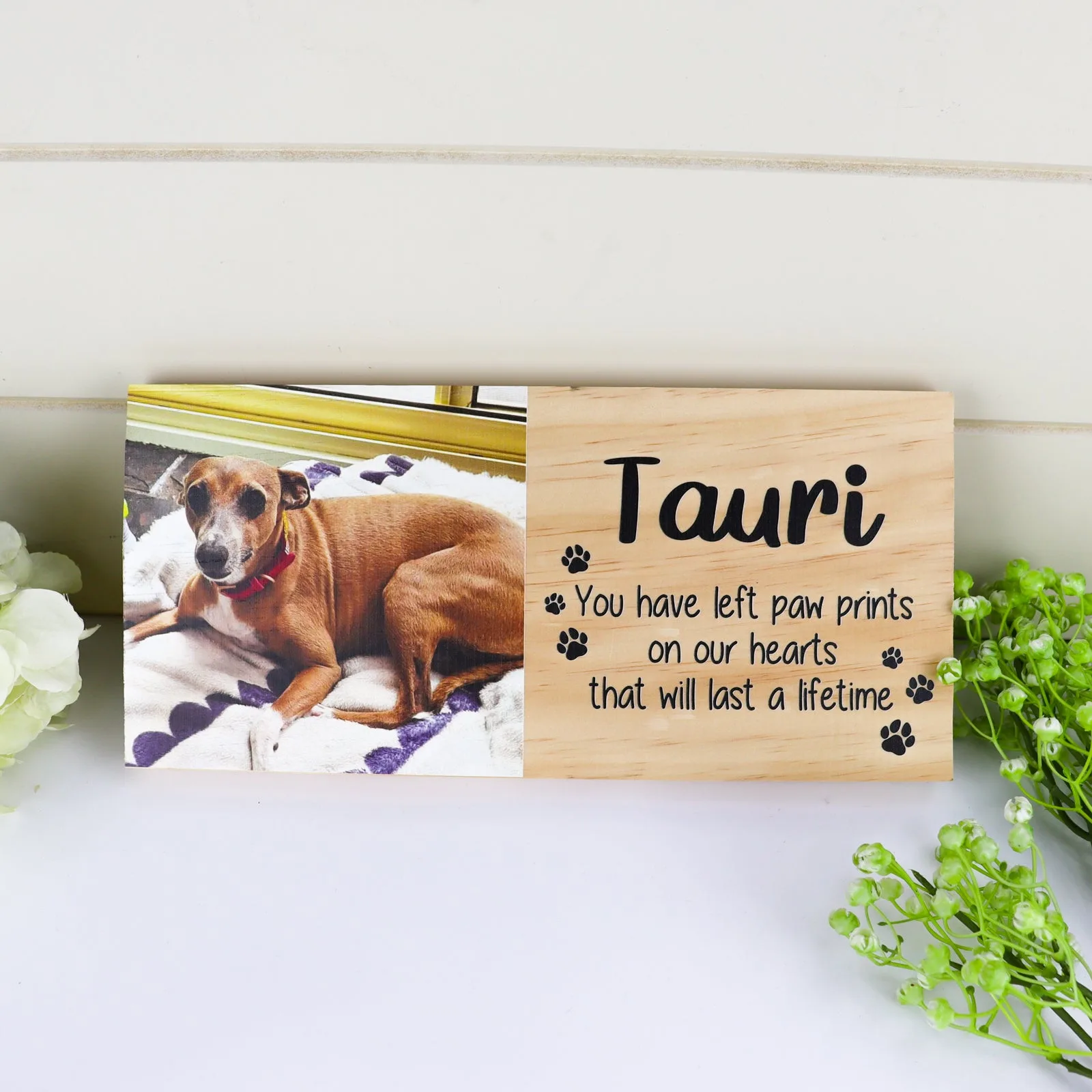 Memorial Pet Photo Block with Phrase