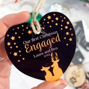 Our First Christmas Engaged Printed Heart Ornament