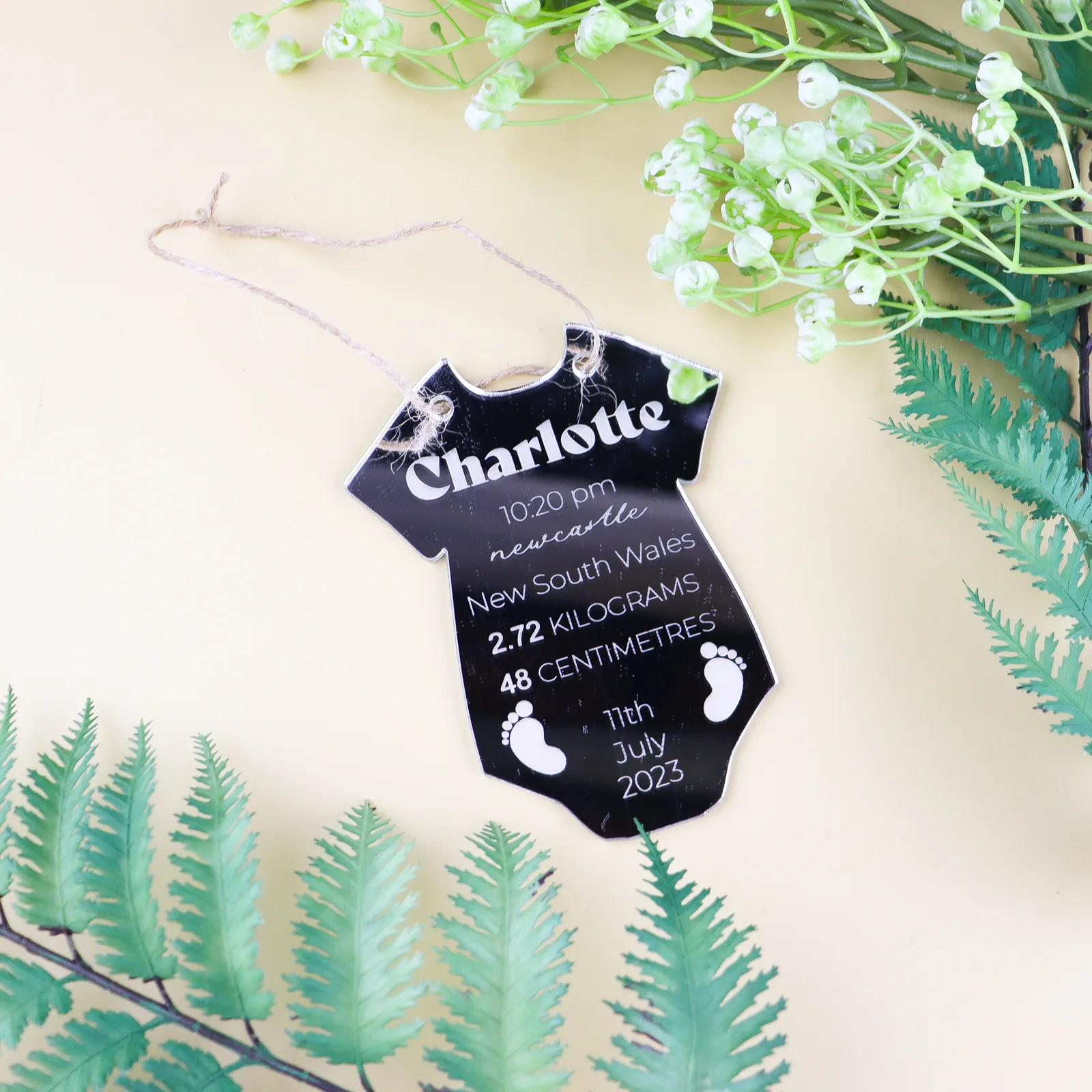 Personalised baby's first onesie ornament 1 Personalised baby's first onesie ornament