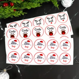 Round christmas personalised sticker sets