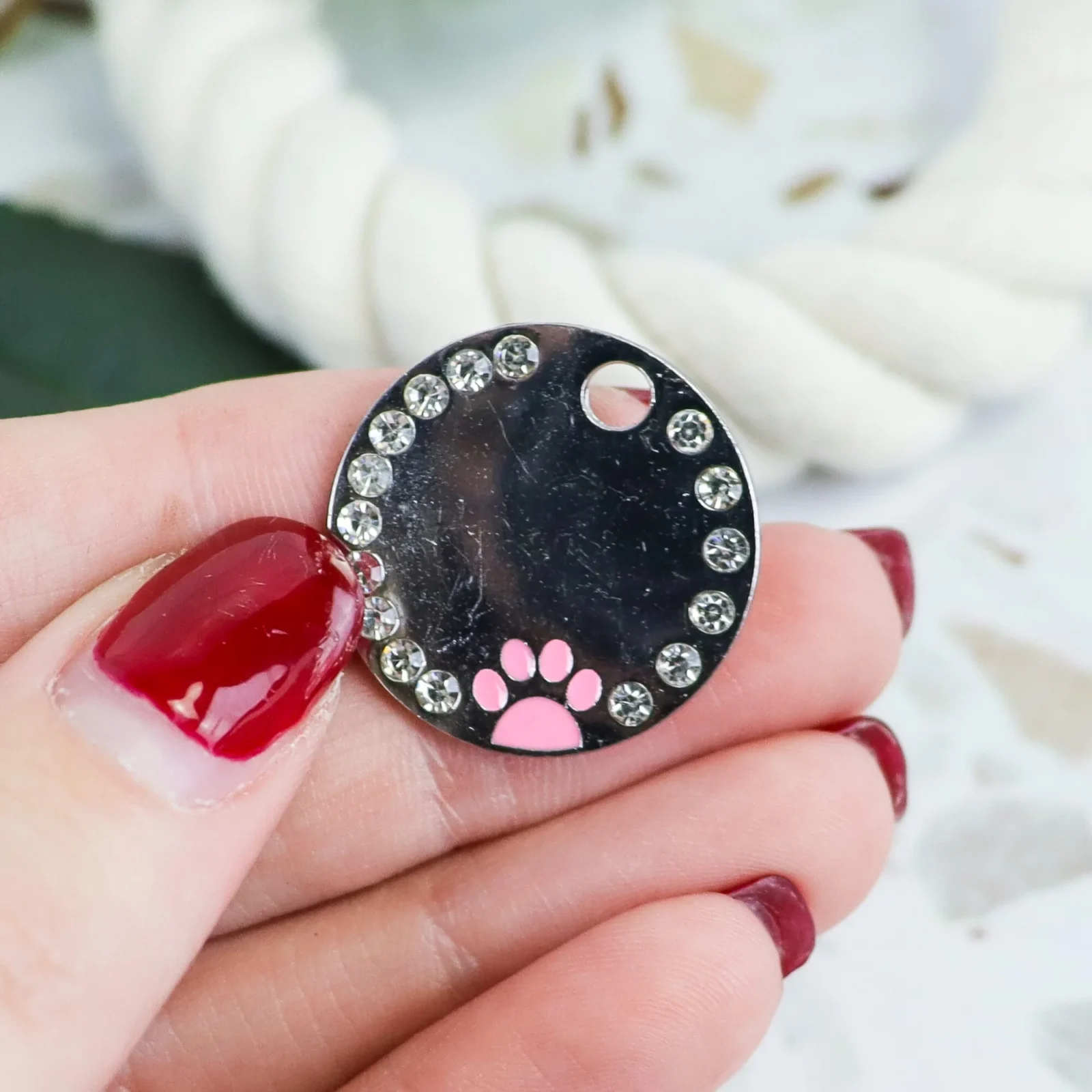 Round paw personalised pet tag